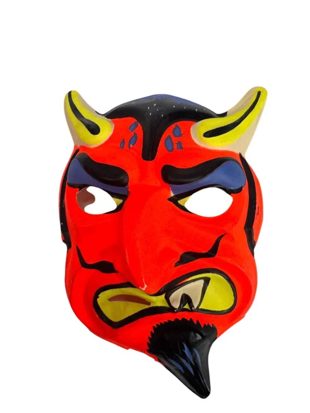 Vintage Devil Halloween Masks Pair 1950s 60s Molded Plastic Horned Satan
